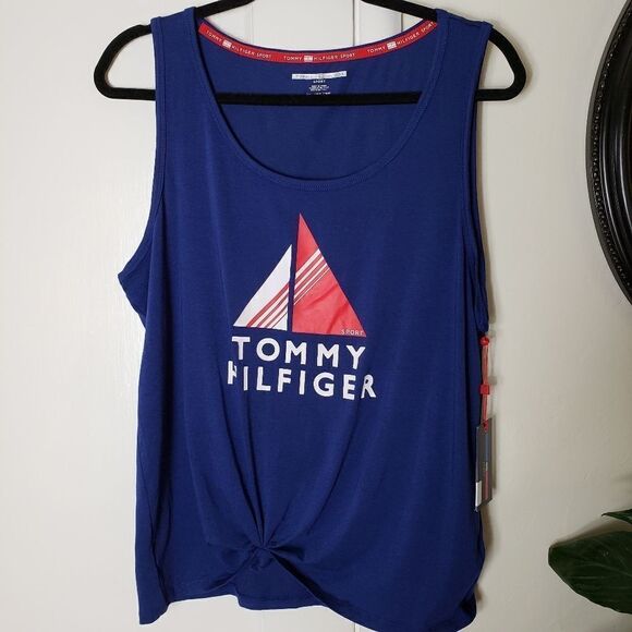 Tommy Hilfiger Sport Logo Knot-Front Tank Top - Picture 2 of 7